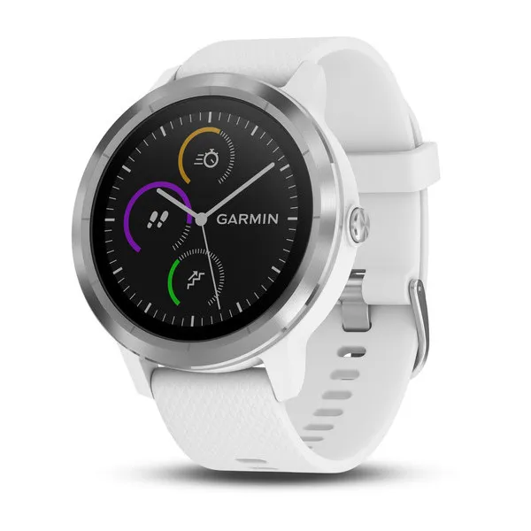 Часы Garmin Vivoactive 3 серебристые с белым ремешком Часы Garmin Vivoactive 3 серебристые с белым ремешком