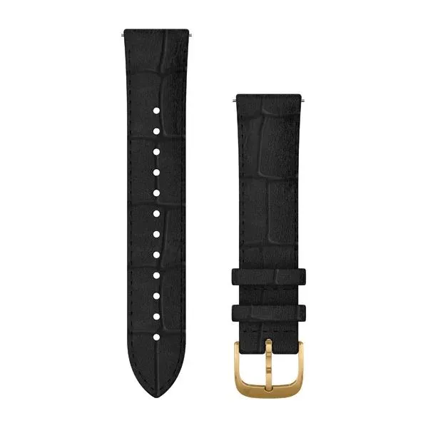 Ремешок сменный Garmin Quick Release 20 мм (итальянская кожа) черный с золотым покрытием 24K PVD Ремешок сменный Garmin Quick Release 20 мм (итальянская кожа) черный с золотым покрытием 24K PVD