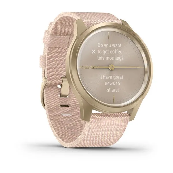 Часы Garmin Vivomove Style светло-золотистый с розовым плетеным нейлоновым ремешком Часы Garmin Vivomove Style светло-золотистый с розовым плетеным нейлоновым ремешком