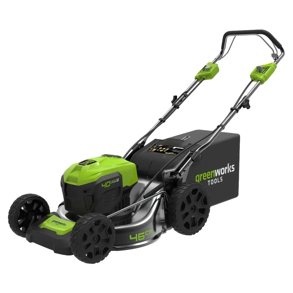 Аккумуляторная газонокосилка самоходная Greenworks GD40LM46SPK5 бесщеточная 40V с АКБ 5 Ач + ЗУ Аккумуляторная газонокосилка самоходная Greenworks GD40LM46SPK5 бесщеточная 40V с АКБ 5 Ач + ЗУ