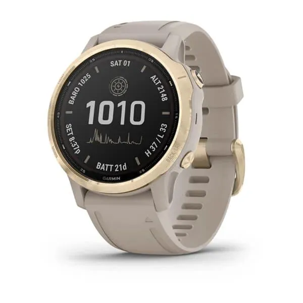 Часы Garmin Fenix 6S Pro Solar золотистый с песочным ремешком Часы Garmin Fenix 6S Pro Solar золотистый с песочным ремешком