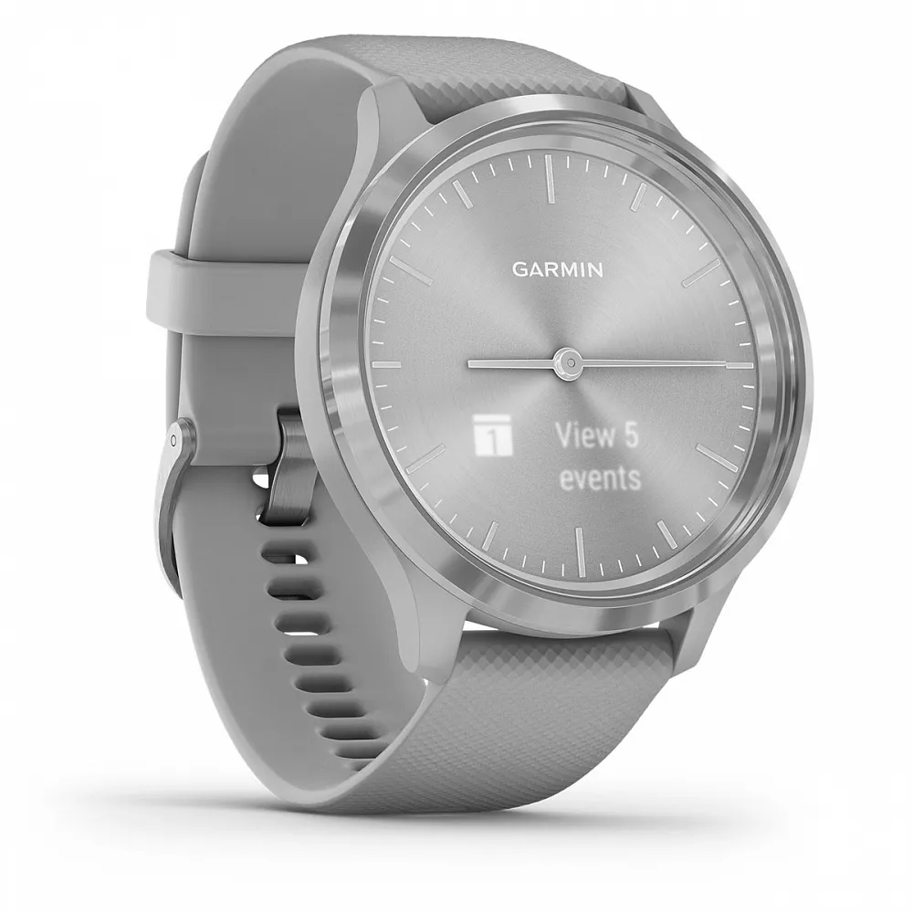 Часы Garmin Vivomove 3 серебристые с серым силиконовым ремешком Часы Garmin Vivomove 3 серебристые с серым силиконовым ремешком