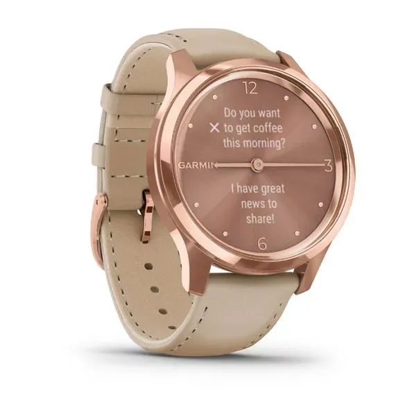 Часы Garmin Vivomove Luxe розовое золото со светло-песочным кожаным ремешком Часы Garmin Vivomove Luxe розовое золото со светло-песочным кожаным ремешком