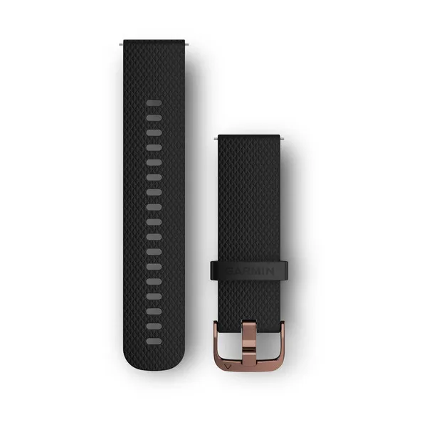 Ремешок сменный Garmin черного цвета с золотистой пряжкой (силикон) Ремешок сменный Garmin черного цвета с золотистой пряжкой (силикон)